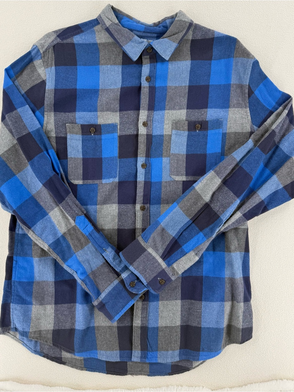 urban pipeline Blue and Gray Plaid Button-Down Shirt